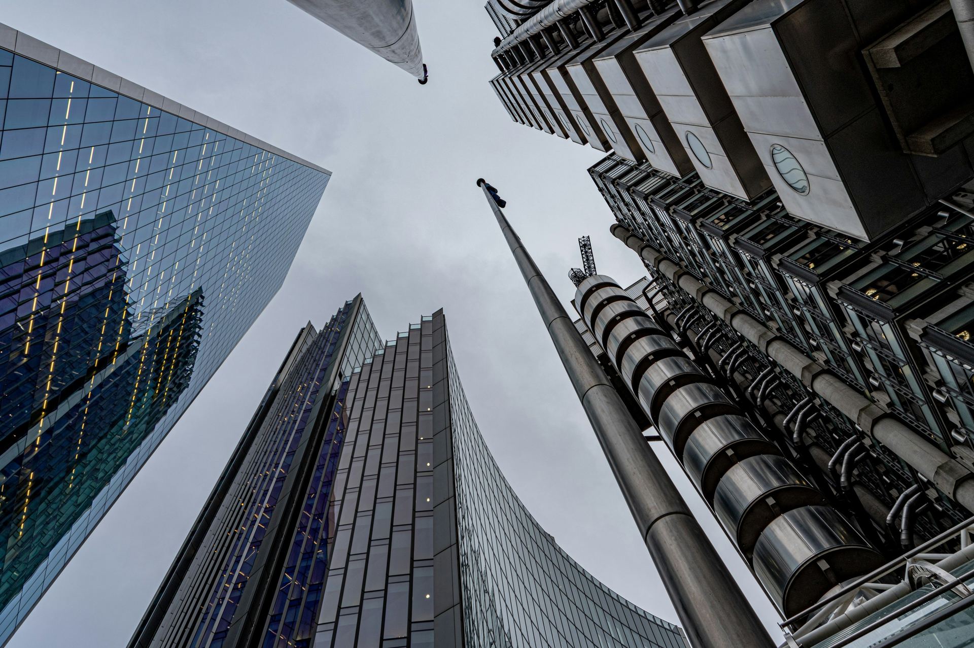 Looking up at the towers of the City of London
